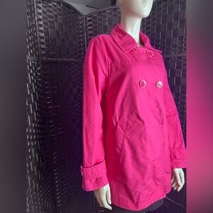 Gap double breasted bright pink cotton swing style pea coat size small